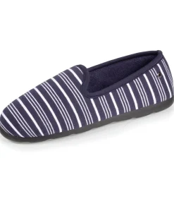 ISOTONER Damesslippers charentaise Gestreept navyBlue Hot