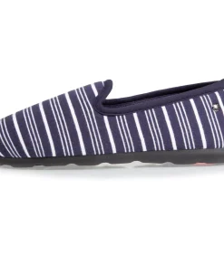 ISOTONER Damesslippers charentaise Gestreept navyBlue Hot
