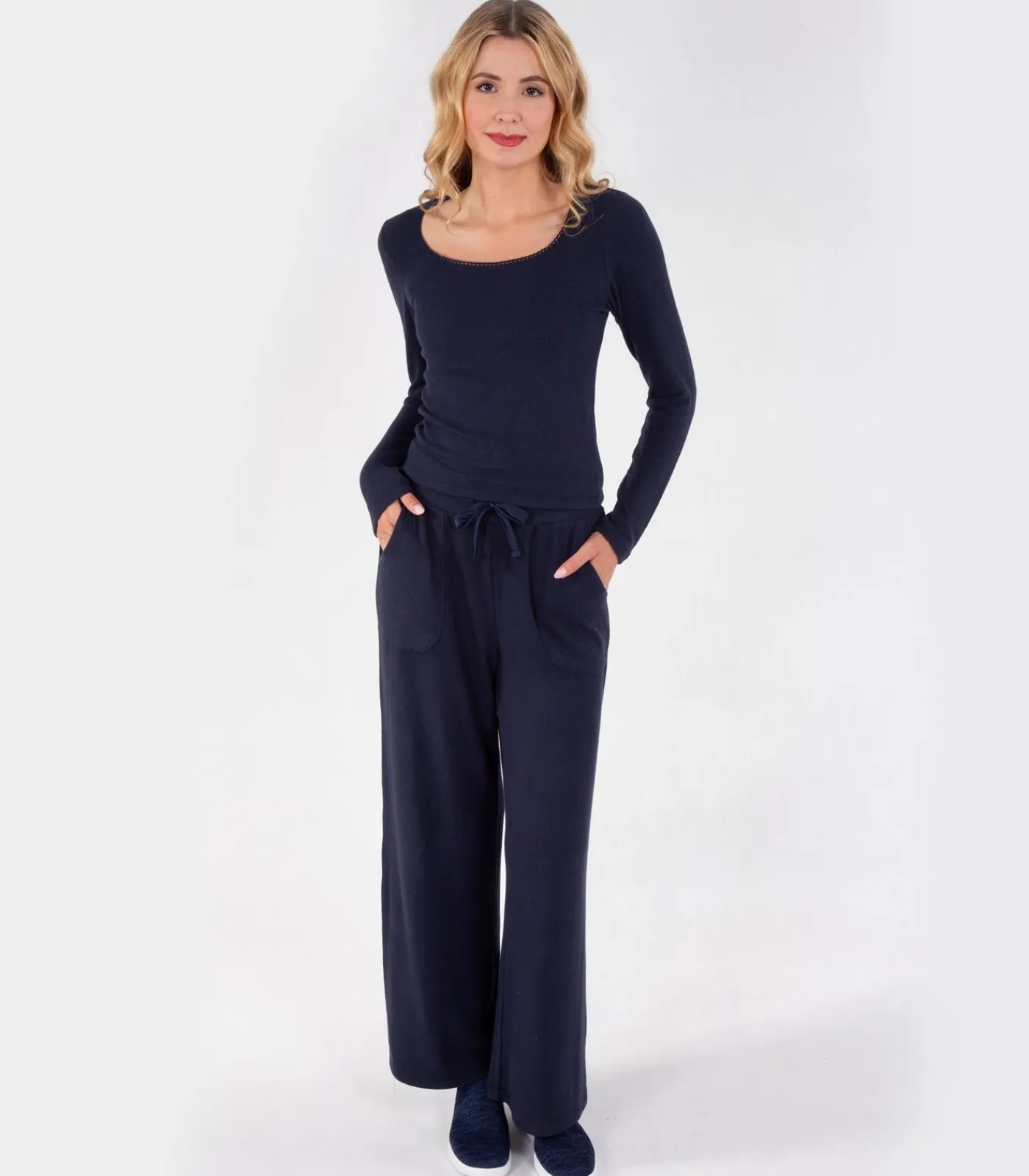 ISOTONER Dames-T-shirt met vierkante hals Navy navyBlue Best