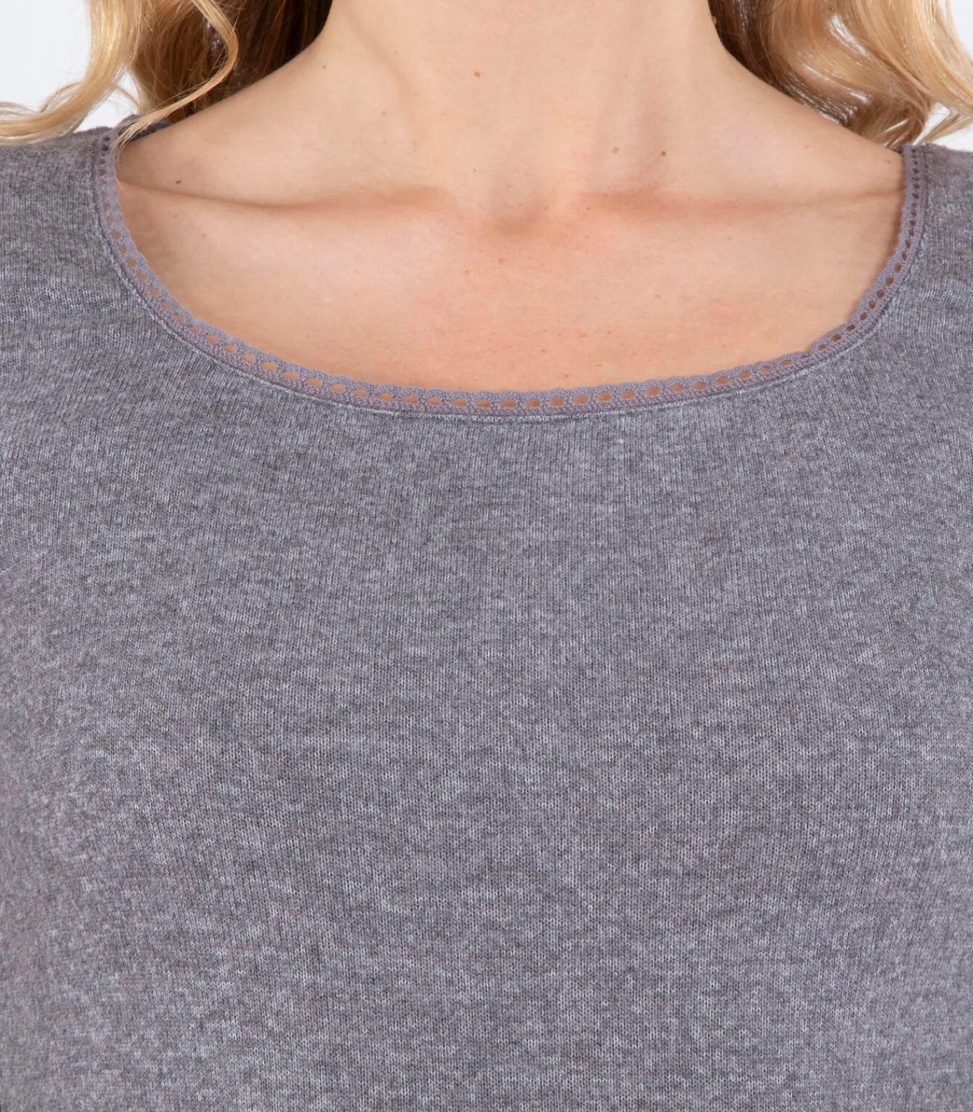 ISOTONER Dames-T-shirt met vierkante hals Heather grijs gray Online