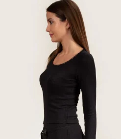ISOTONER Dames-T-shirt met vierkante hals Zwart black Sale