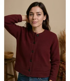 J&JOY Damesvest met knoopsluiting bordeaux Discount