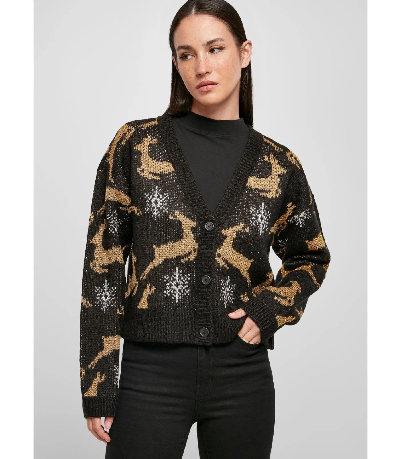 Urban Classics Damesvest oversized christmas (GT) black Outlet