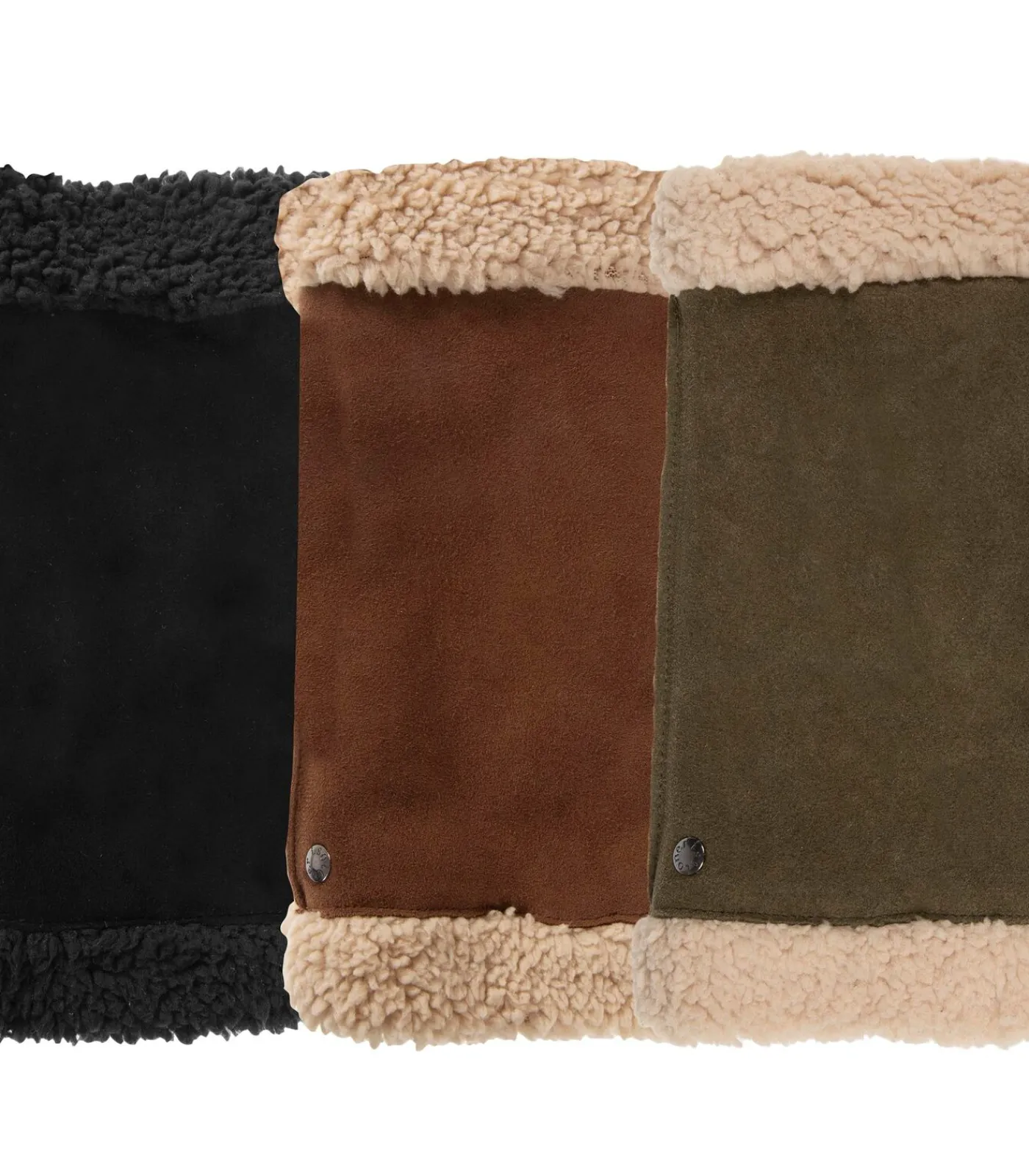 ISOTONER Dameswanten van leer en imitatiebont Cognac brown New