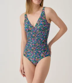Janine Robin 1-delig laag uitgesneden badpak Florenza blue Outlet