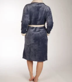 Pastunette Deluxe - Dames Badjas Fleece - Dark - Maat L blue Clearance