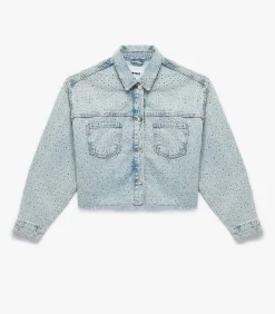 Koton Denim Jas Knoopsluiting Lange Mouwen Met Strass Indigo