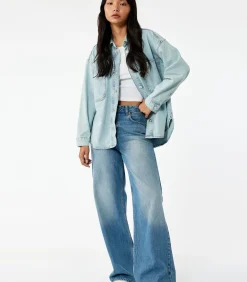 Koton Denimblouse met Knoopsluiting en Zakdetail Indigo