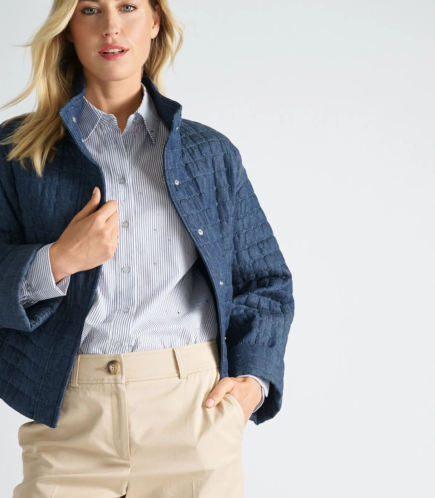 Marie Méro Donkerblauw jasje met opstaande kraag blue