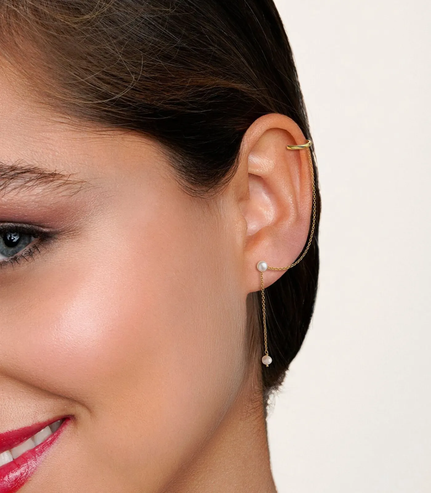 Earcandy DUBBELE PIERCING HUAHINE gold/Pearl Outlet