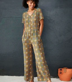 La Fiancée ecovero MAYZI vloeibare jumpsuit darkBeige Clearance