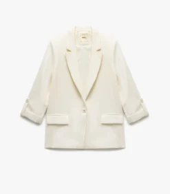Koton Ecru Blazer Lange Mouwen Kruisdetail Zakdetail beige Best