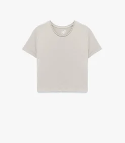 Koton Ekru T-shirt Modal Korte Mouwen Ronde Hals beige Discount