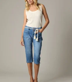 Deeluxe ELARA - Lange, casual bermudashort van slim-fit blauw denim blueSky Best