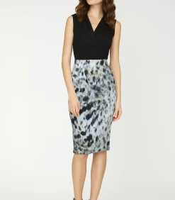 Conquista Elastische gabardine kokerrok met luipaardprint multicolor Discount