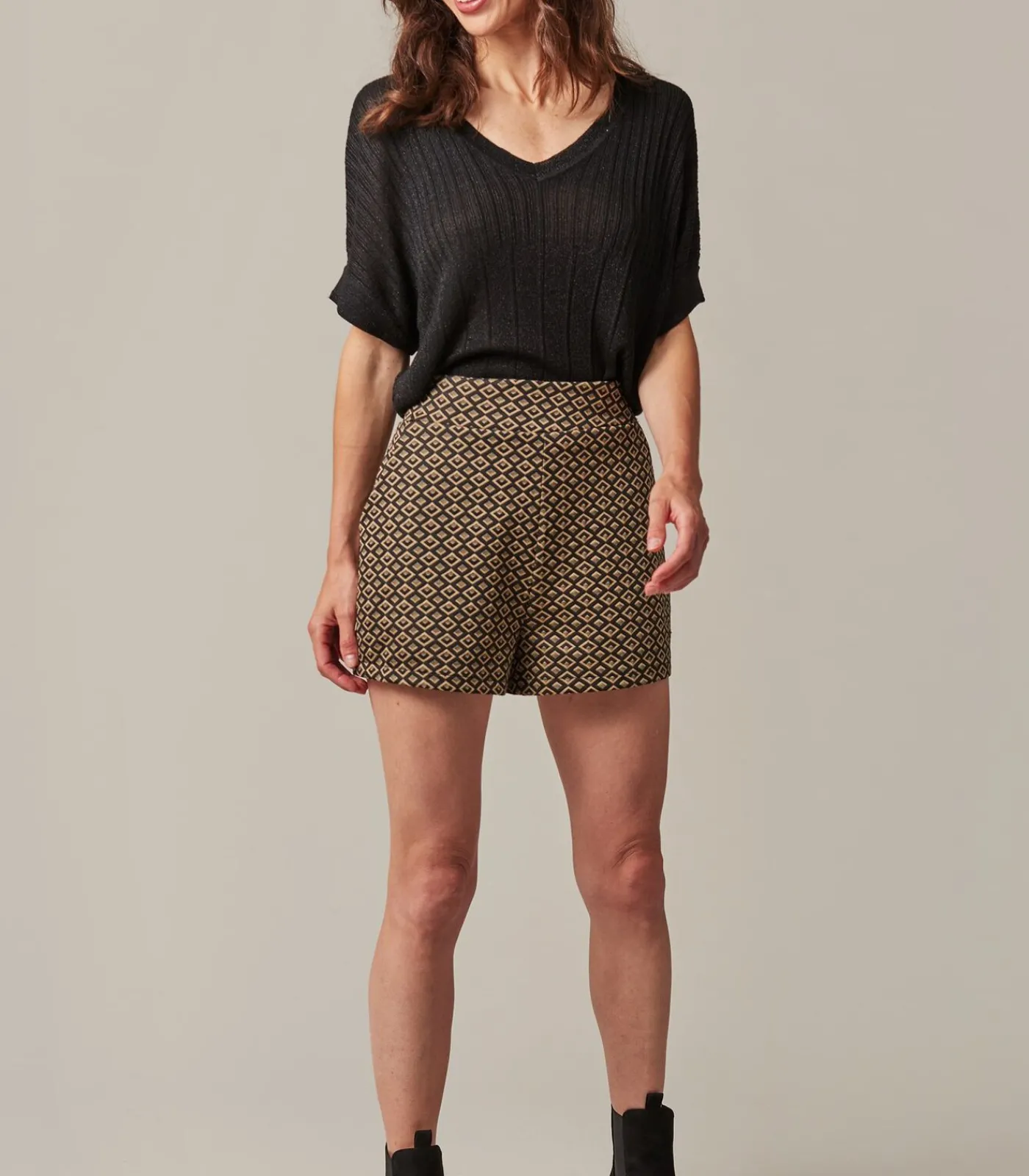 Deeluxe ELERIA - Shorts met geometrisch patroon voor dames black