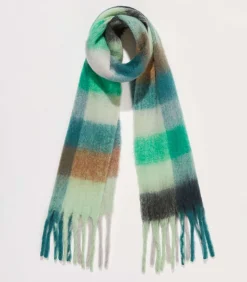 La Fiancée ENJOY gebreide sjaal met kleurrijke ruit mintGreen Hot