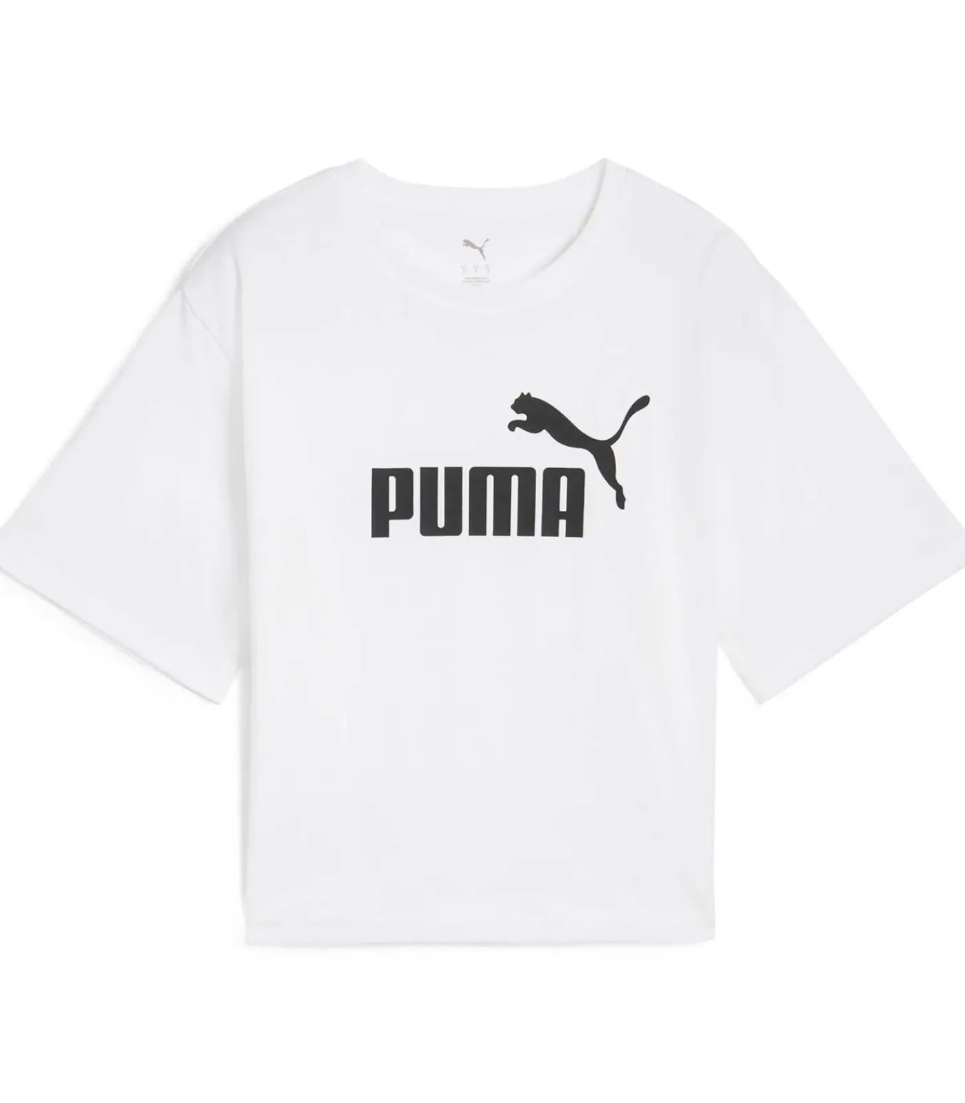 PUMA Ess Cropped No. 1 Logo Relaxed Tee white Hot