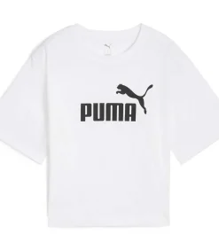 PUMA Ess Cropped No. 1 Logo Relaxed Tee white Hot