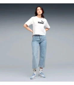 PUMA Ess Cropped No. 1 Logo Relaxed Tee white Hot