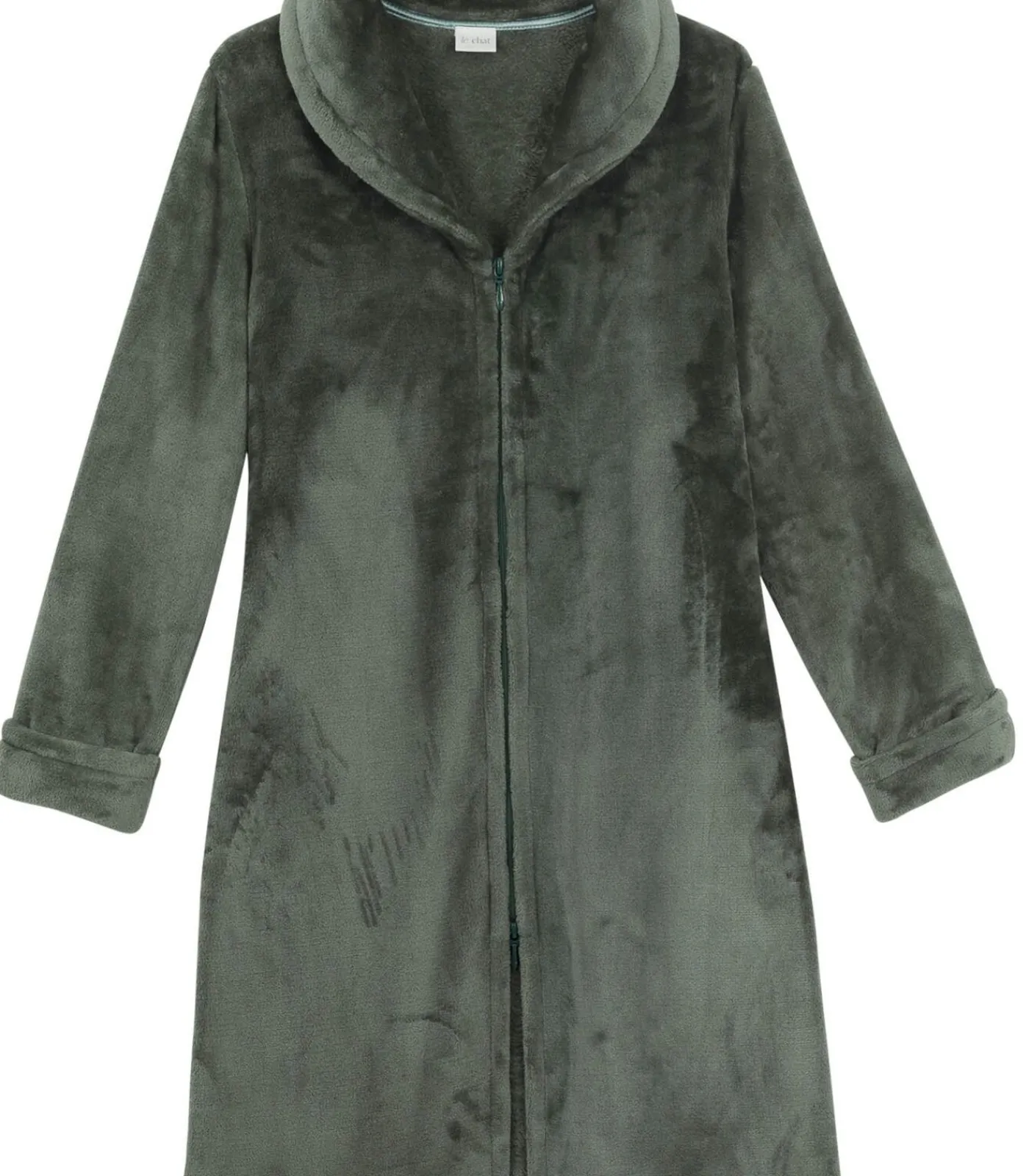 LE CHAT ESSENTIEL H56B molton pluche kamerjas met rits green Sale