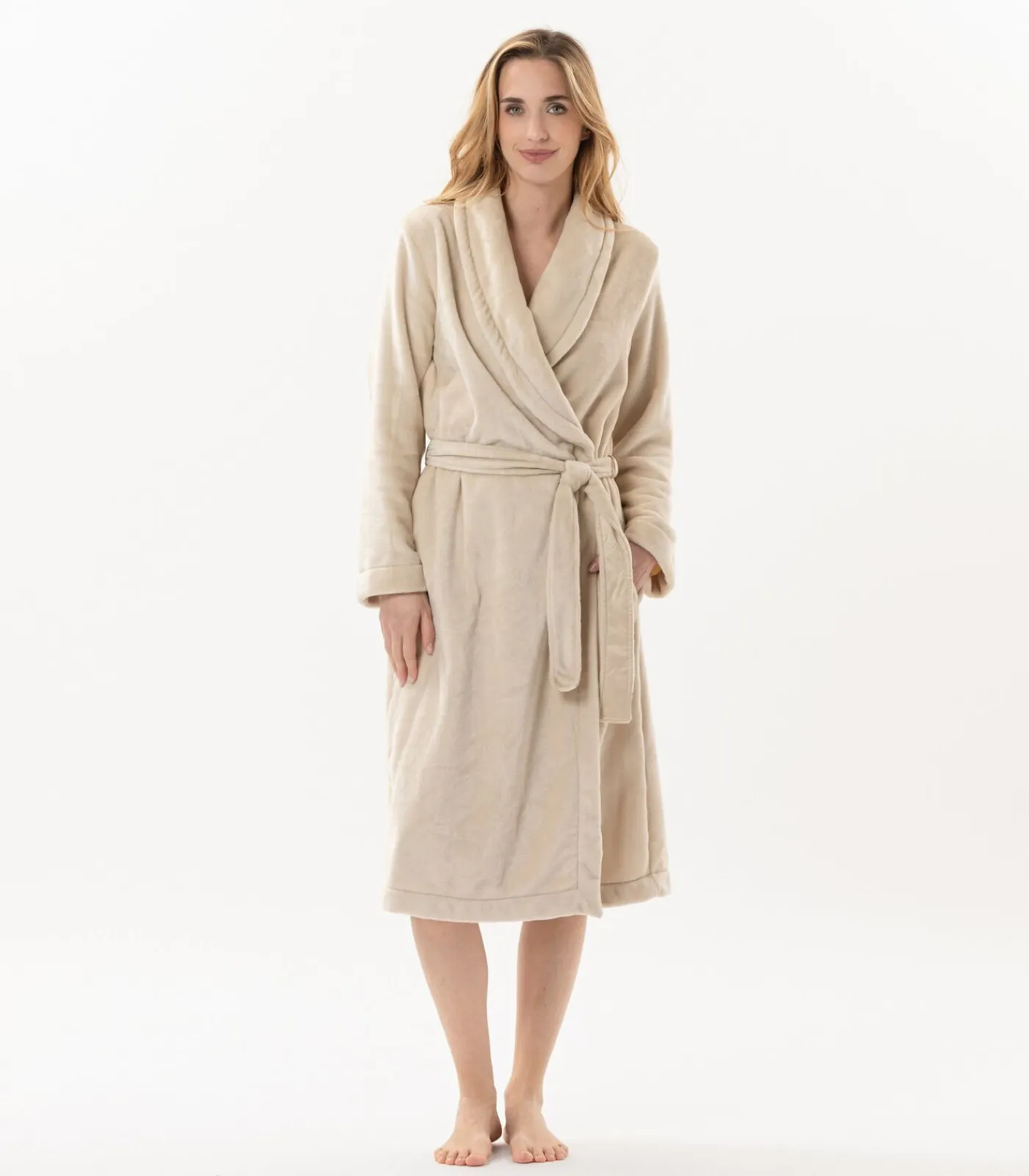 LE CHAT ESSENTIEL H61B pluche flanellen badjas beige Clearance