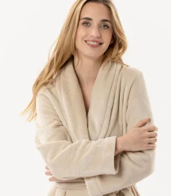 LE CHAT ESSENTIEL H61B pluche flanellen badjas beige Clearance