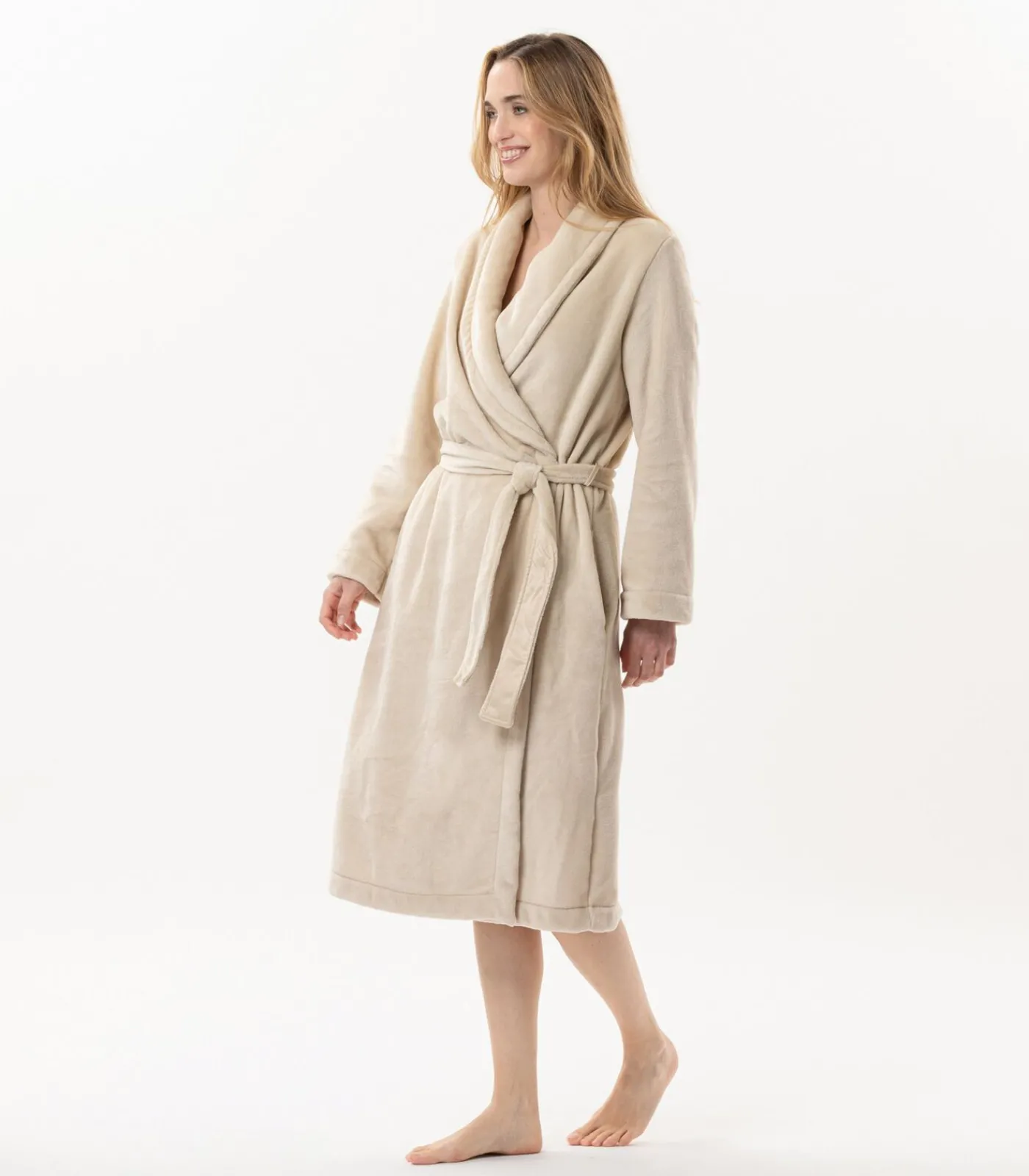 LE CHAT ESSENTIEL H61B pluche flanellen badjas beige Clearance