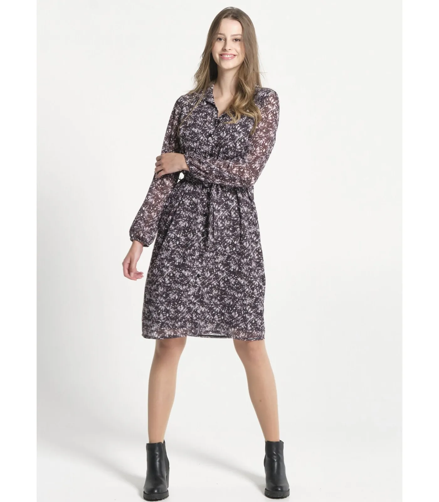J&JOY Facked Robe shirt kraag hoes shirt blue Best