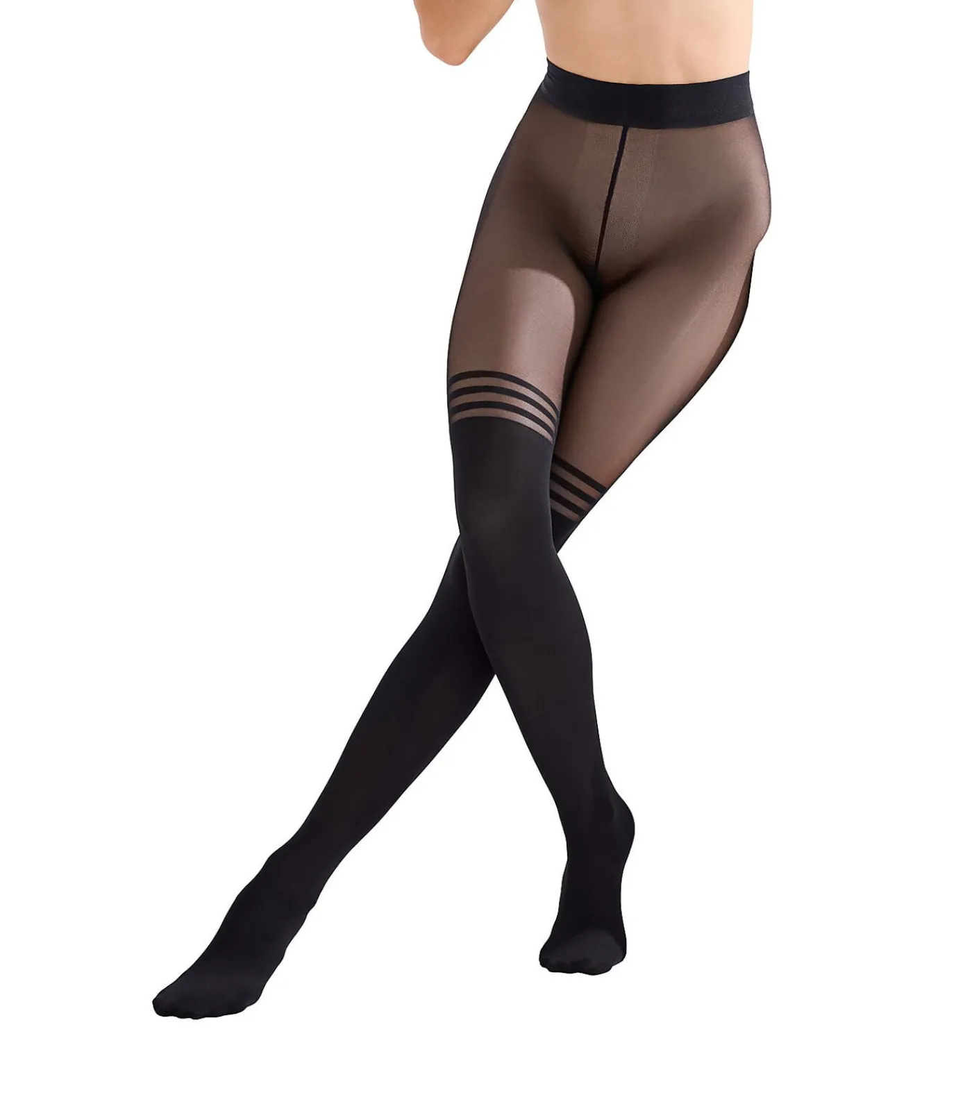 LISCA Fashion Panty over de knie Lijnen black Sale