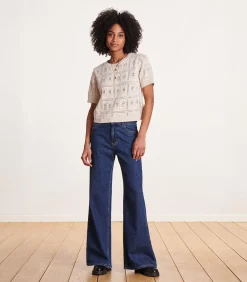La Fée Maraboutée Flare jeans met hoge taille van biologisch katoen blue Hot