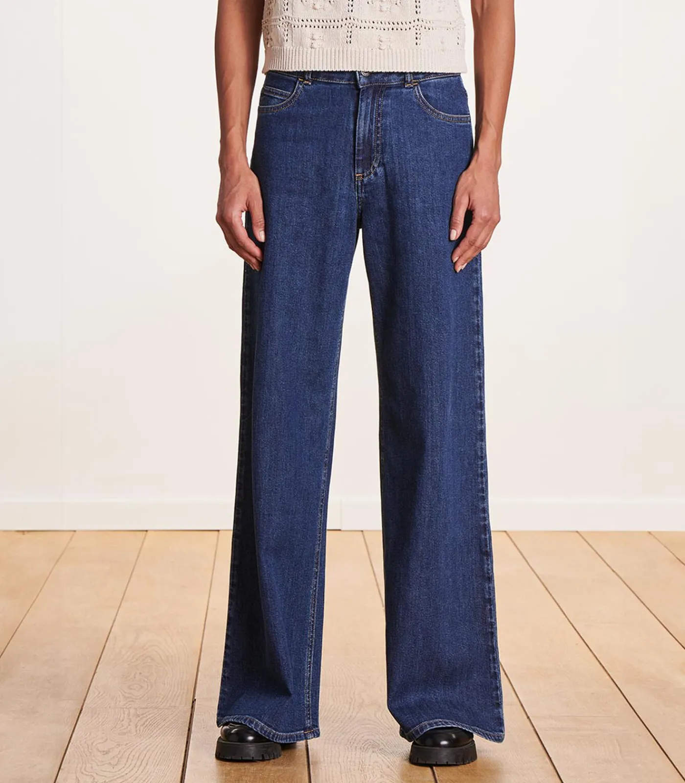 La Fée Maraboutée Flare jeans met hoge taille van biologisch katoen blue Hot