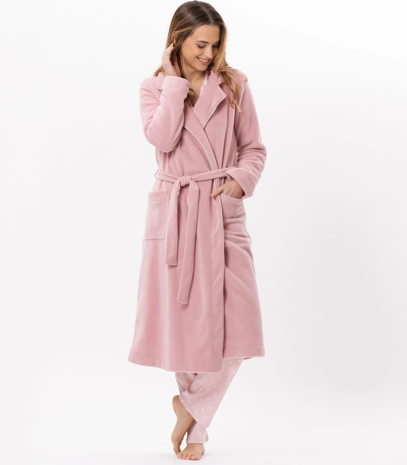 LE CHAT Fleece badjas met overslag ESSENTIEL H65A pink Outlet