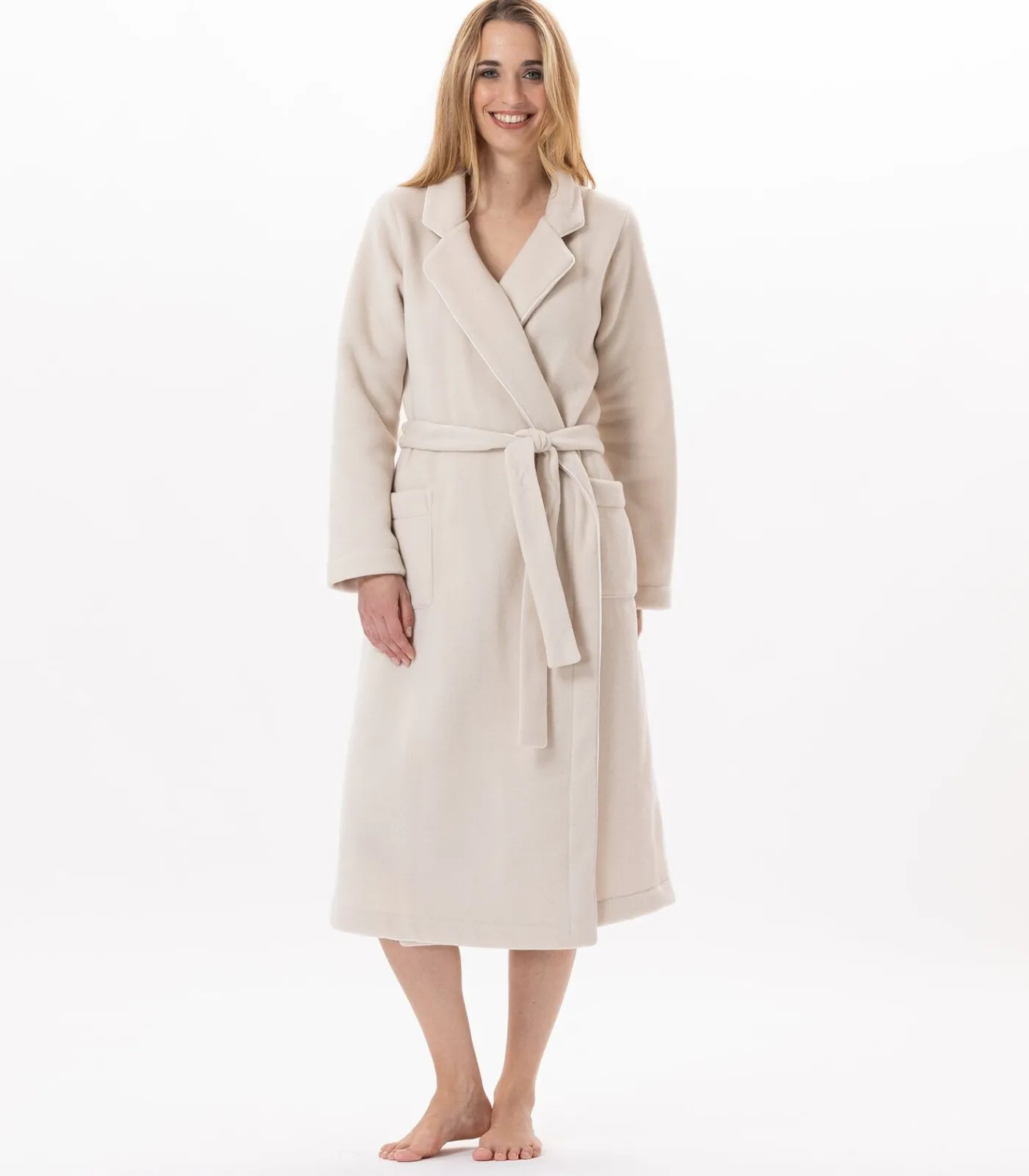 LE CHAT Fleece badjas met overslag ESSENTIEL H65A beige Discount