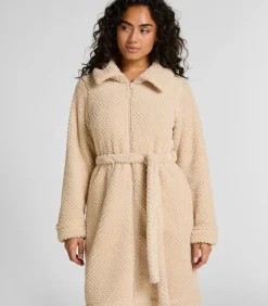 Hunkemöller Fleece badjas met rits white Outlet