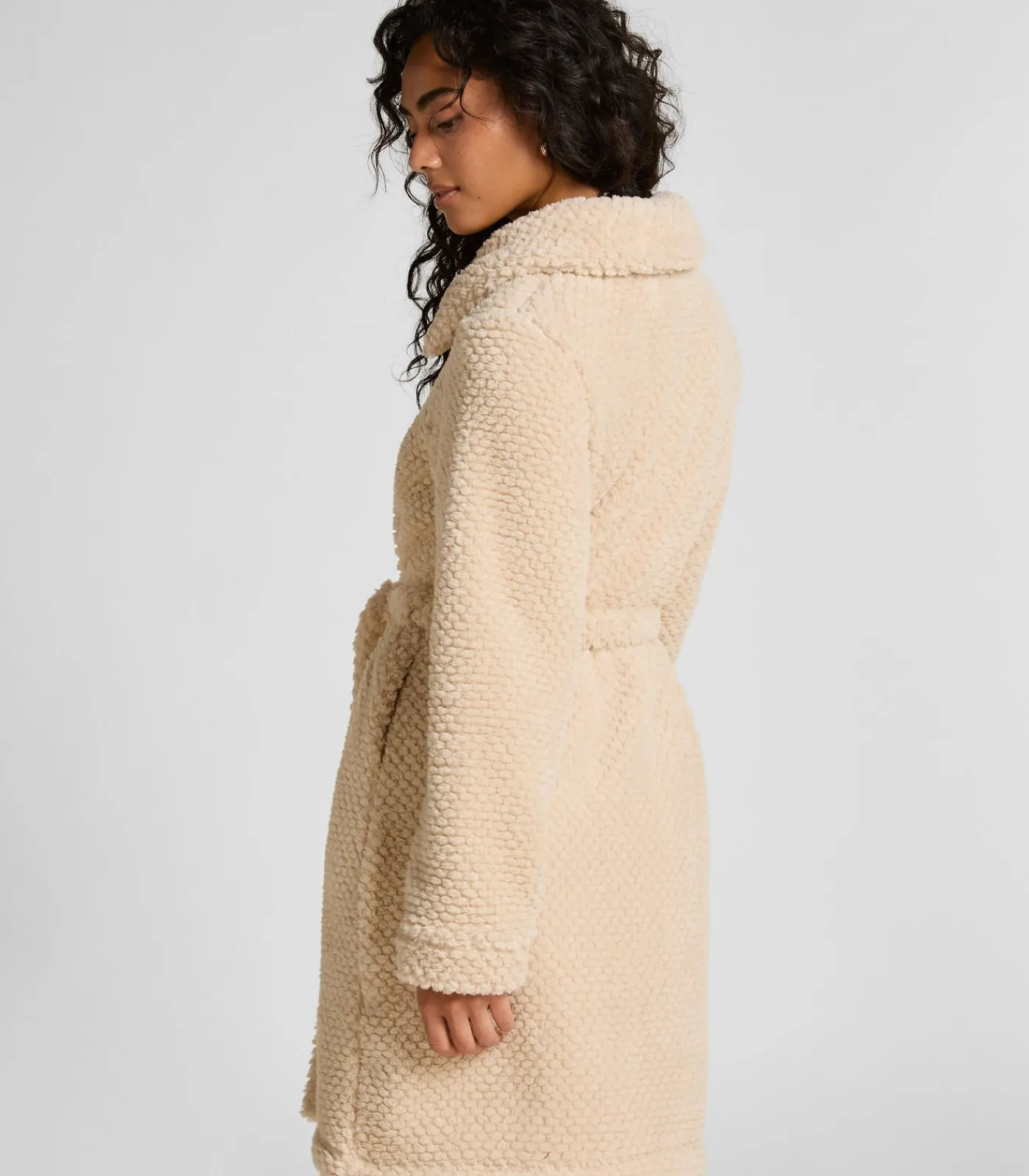 Hunkemöller Fleece badjas met rits white Outlet