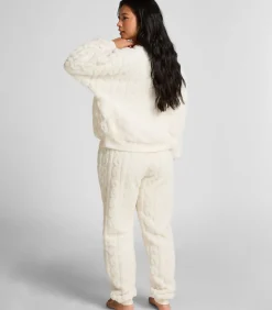 Hunkemöller Fleece top met kabelontwerp white Discount