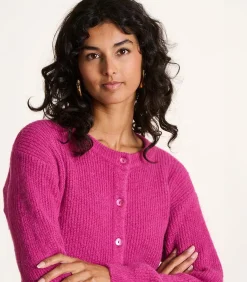 La Fée Maraboutée Fuchsia roze geribbelde gebreide gilet pink Sale