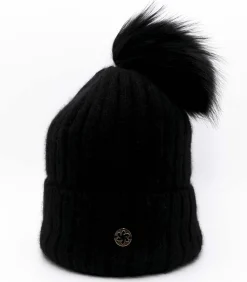 JAIL JAM Galanter Fur Cuffia A Coste Con Risvolto E Pompon black Outlet