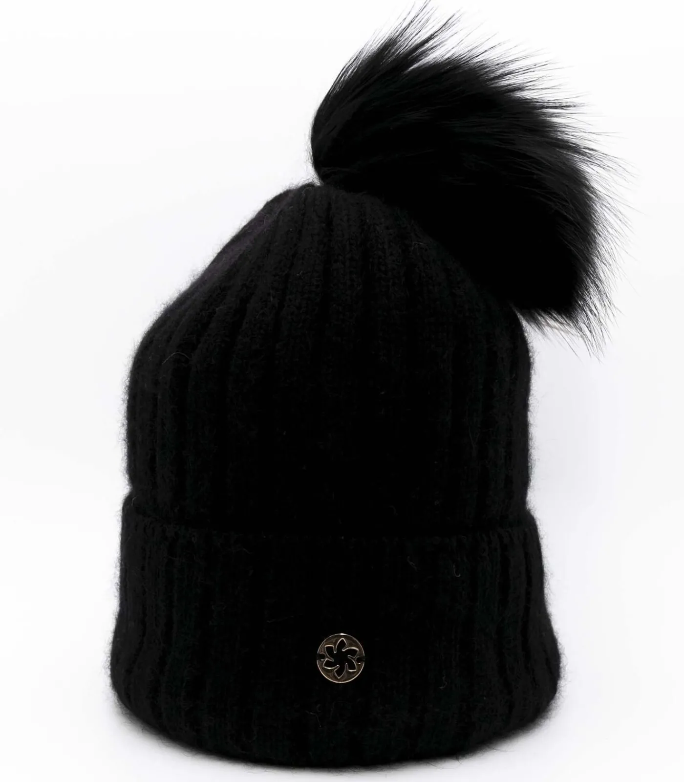 JAIL JAM Galanter Fur Cuffia A Coste Con Risvolto E Pompon black Outlet