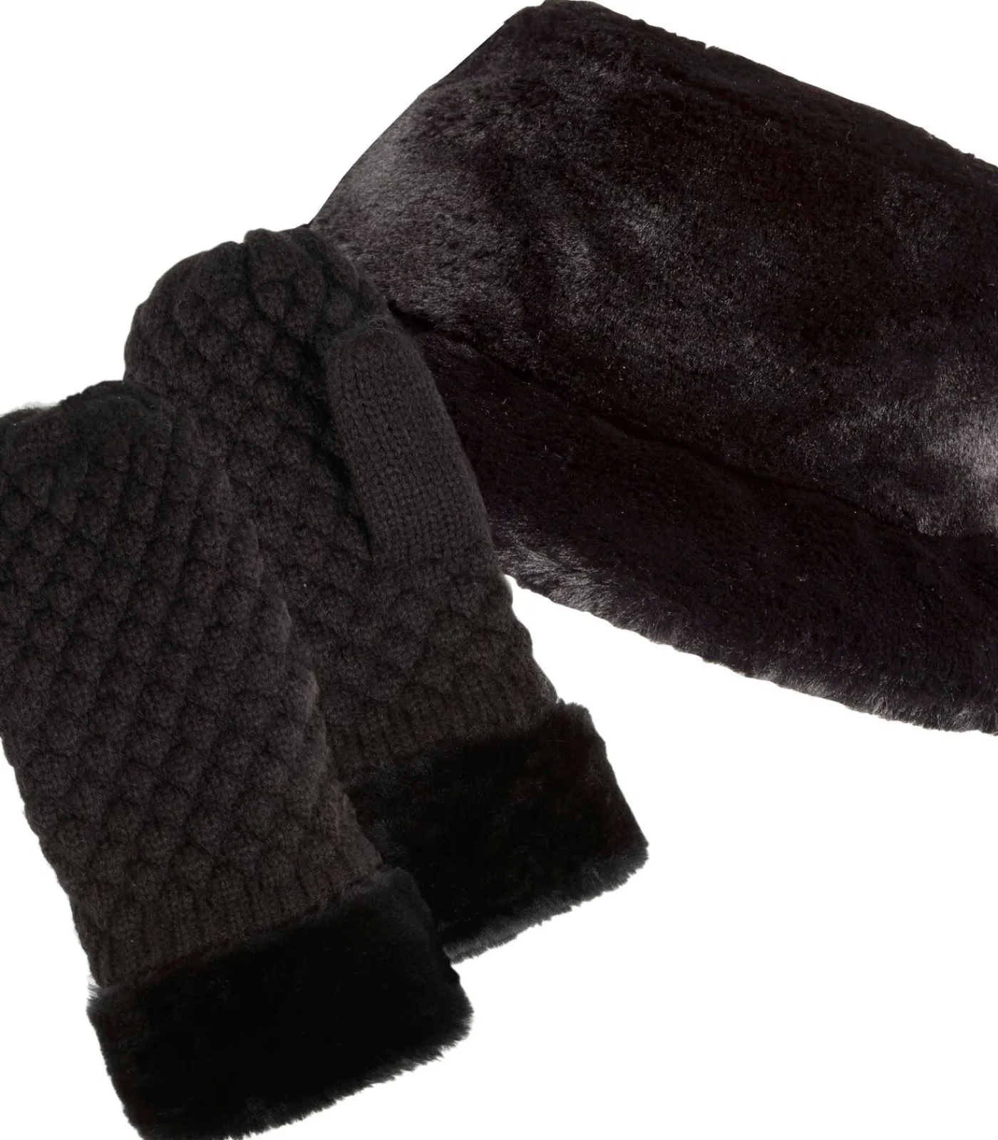 ISOTONER Gebreide dameswanten Zwarte bontrand black Online