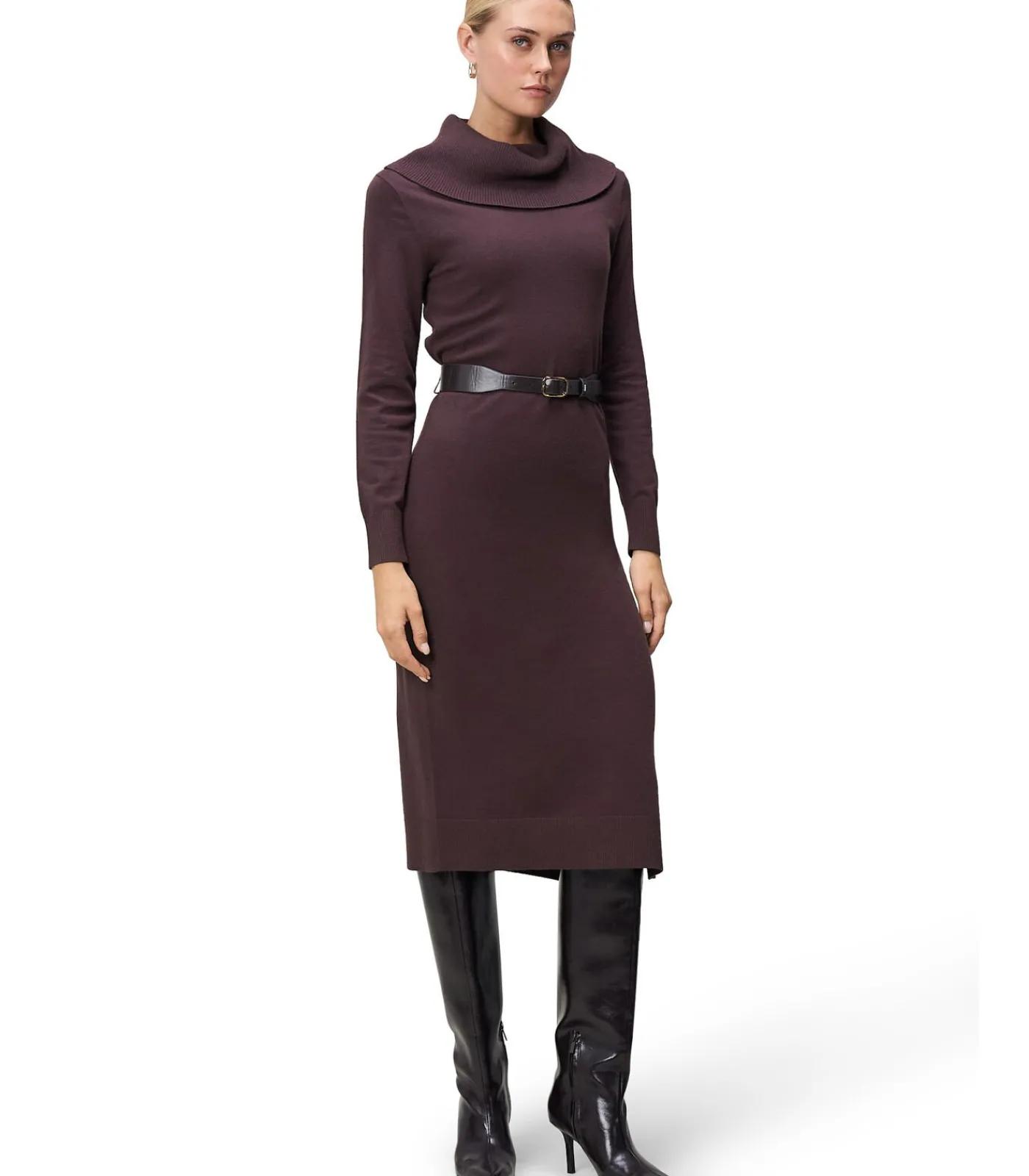 Zero Gebreide jurk darkPurple/brown