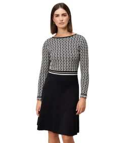Zero Gebreide jurk black/creme Online