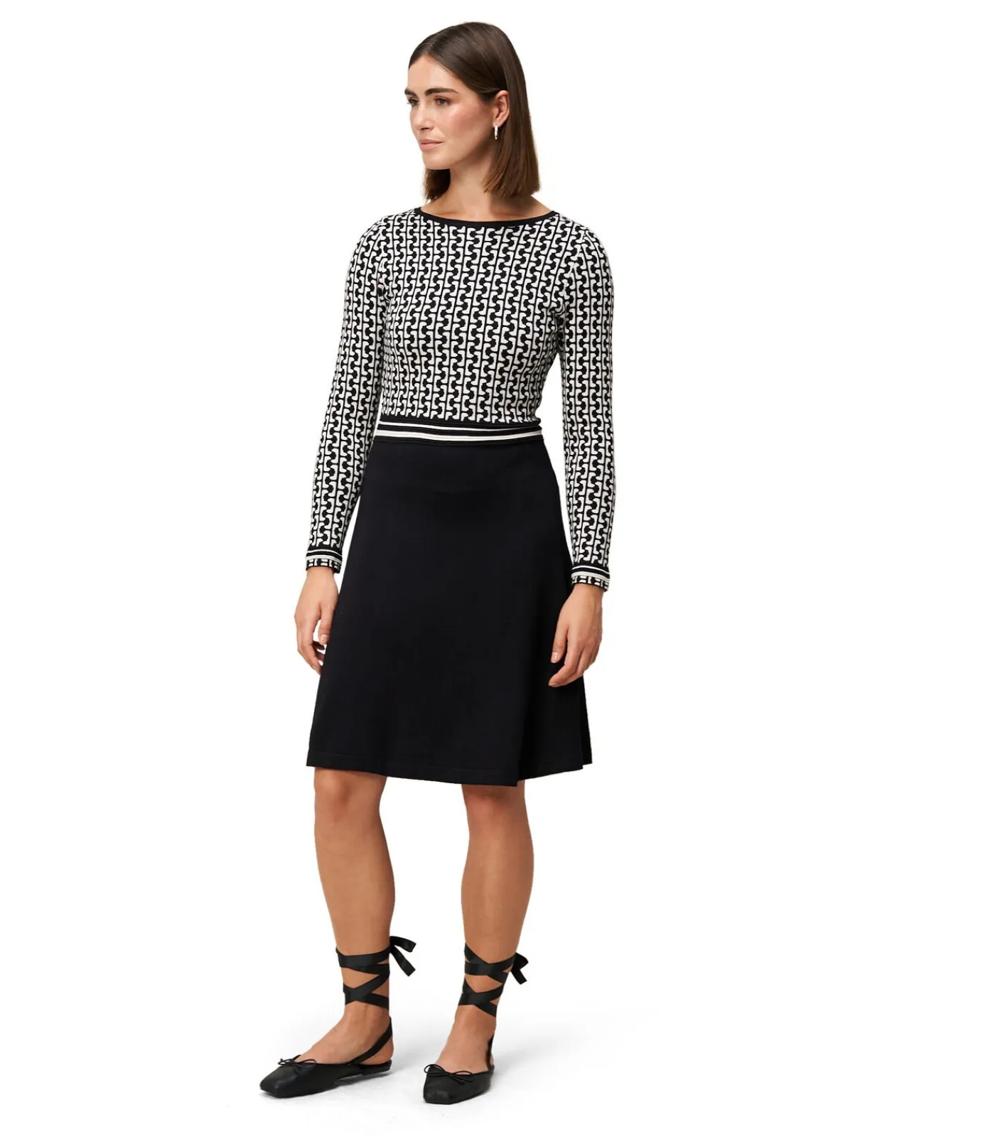 Zero Gebreide jurk black/creme Online
