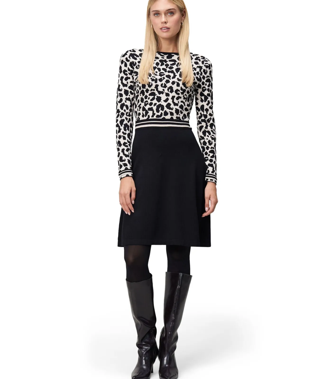 Zero Gebreide jurk black/creme Outlet