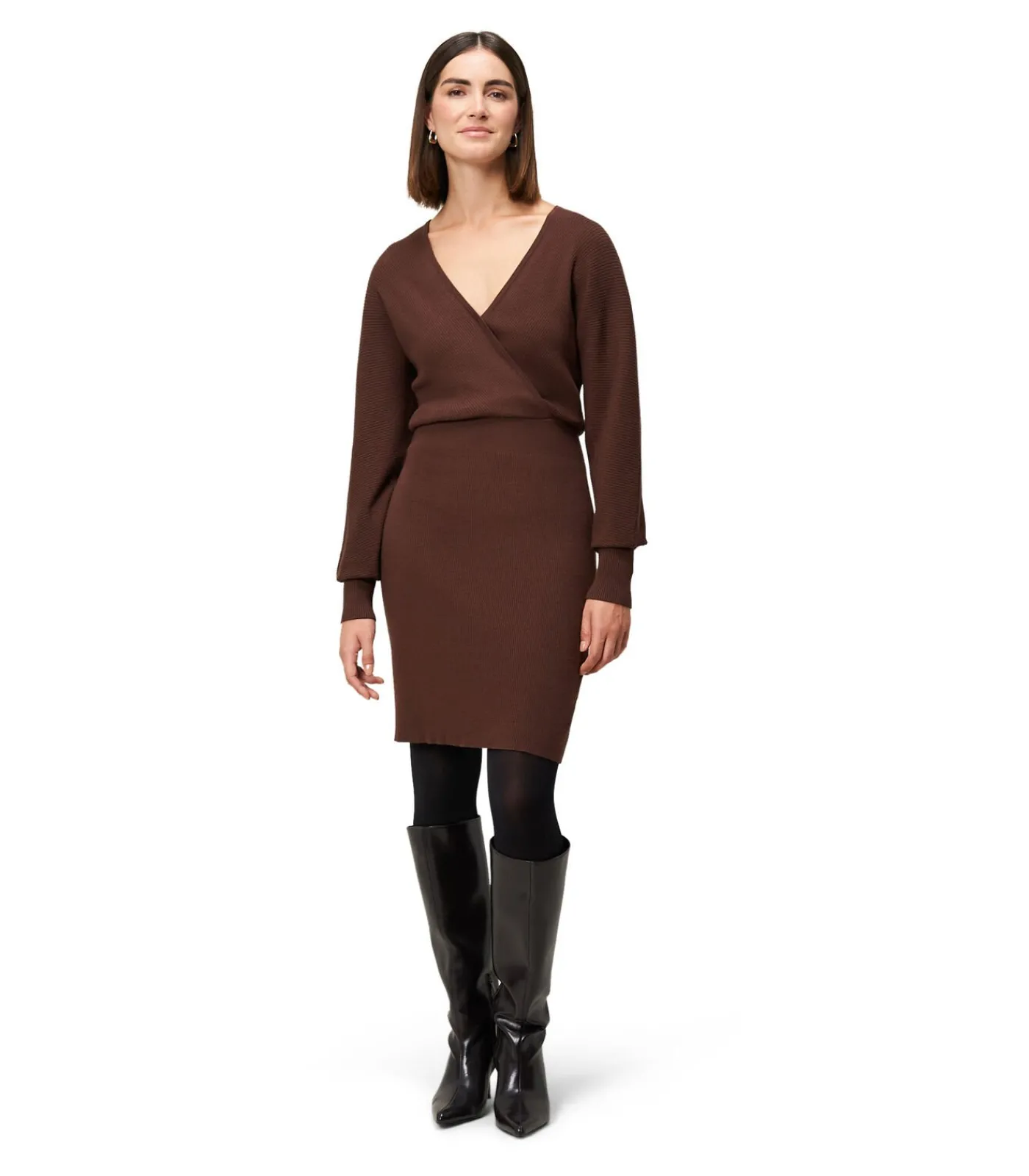 Zero Gebreide jurk black/beige/creme New