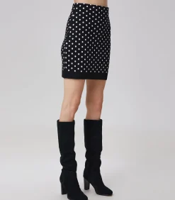 Smart & Joy Gebreide minirok met stippen black New
