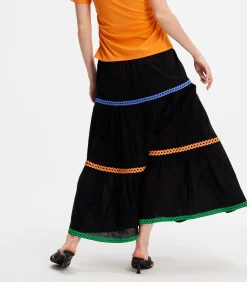 Smart & Joy Gelaagde ruches Boheemse uitlopende rok black Hot