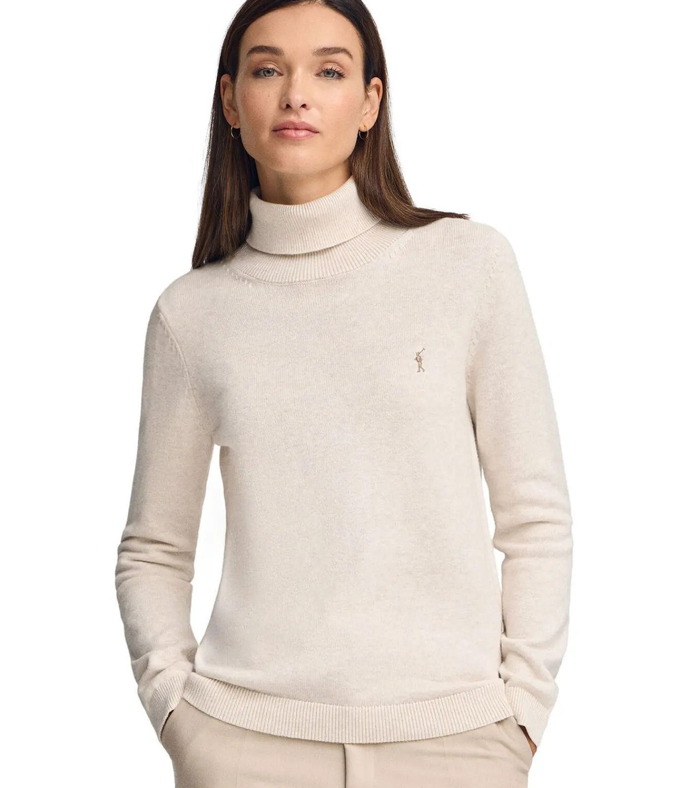 Polo Club Gemêleerd gebroken witte coltrui van wolmix met geborduurd Rigby Go-logo white Clearance