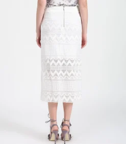 Smart & Joy Geometrische kanten rok op kuitlengte white Clearance
